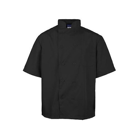 Allpoints Kng 4Xl Lw Chef Coat Black Short Sleeve 2578BLK4XL